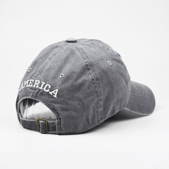 Grey American Flag USA Baseball Cap - Tactical Army Cotton Casual Hat -Patriotic - Picture 3 of 5